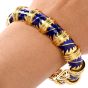 MAVITO 1980's Chic Blue Enamel 18K Gold Bangle Bracelet-Dover Jewelry