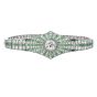 Vintage Art Deco Diamond Emerald Platinum Starburst Bracelet
