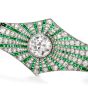 Vintage Art Deco Diamond Emerald Platinum Starburst Bracelet