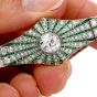 Vintage Art Deco Diamond Emerald Platinum Starburst Bracelet