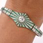 Vintage Art Deco Diamond Emerald Platinum Starburst Bracelet