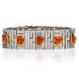 Vintage Diamond Fire Opal 18K Gold Deco Wide Bracelet