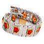 Vintage Diamond Fire Opal 18K Gold Deco Wide Bracelet