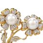 Estate Diamond Pearl 18K Gold Double Flower Pin Brooch