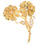 Estate Diamond Pearl 18K Gold Double Flower Pin Brooch
