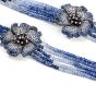 Diamond Sapphire 18K Gold Flower Multistrand Ombre Necklace Brooch 