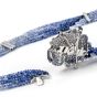 Diamond Sapphire 18K Gold Flower Multistrand Ombre Necklace Brooch 