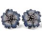 Diamond Sapphire 18K Gold Flower Multistrand Ombre Necklace Brooch 