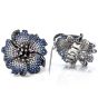 Diamond Sapphire 18K Gold Flower Multistrand Ombre Necklace Brooch 
