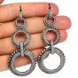 Estate Diamond 18K Gold Circle Dangle Drop Earrings