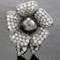 Designer Craig Drake Diamond Pearl 18K Gold Flower Brooch Pin