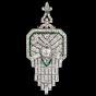 Antique Art Deco Diamond Emerald Platinum Fleur De Lis Brooch Pendant