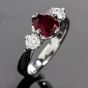 Tacori Ruby Diamond 3 Stone Engagement Platinum Ring