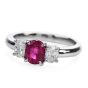 Certified GIA Burma Ruby Diamond Platinum Three Stone Engagement Ring