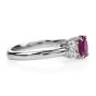 Certified GIA Burma Ruby Diamond Platinum Three Stone Engagement Ring