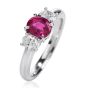 Certified GIA Burma Ruby Diamond Platinum Three Stone Engagement Ring