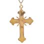 Antique Turquoise 22K Gold Unique Fleur de Lis Large Cross Pendant 