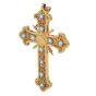 Antique Turquoise 22K Gold Unique Fleur de Lis Large Cross Pendant 