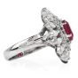 Estate GIA Ruby 3.65ct Diamond Platinum Floral Cocktail Ring