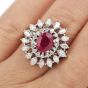 Estate GIA Ruby 3.65ct Diamond Platinum Floral Cocktail Ring