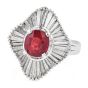 Estate GIA Ruby 3.91ct Diamond Platinum Elegant Ballerina Ring