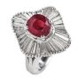 Estate GIA Ruby 3.91ct Diamond Platinum Elegant Ballerina Ring