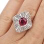Estate GIA Ruby 3.91ct Diamond Platinum Elegant Ballerina Ring