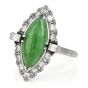 Vintage GIA Apple Green Jade 2.80ct Diamond Platinum Ring
