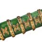 Vintage Snake Green Paillonne Enamel 18k Gold Bracelet 