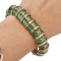 Vintage Snake Green Paillonne Enamel 18k Gold Bracelet 