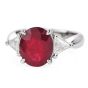 Estate GIA 4.09cts Ruby Diamond Platinum Three Stone cocktail Ring