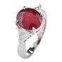 Estate GIA 4.09cts Ruby Diamond Platinum Three Stone cocktail Ring