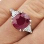 Estate GIA 4.09cts Ruby Diamond Platinum Three Stone cocktail Ring