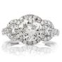 GIA 1.72ct Round Diamond 18K Gold 3 Stone Halo Engagement Ring