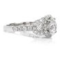 GIA 1.72ct Round Diamond 18K Gold 3 Stone Halo Engagement Ring