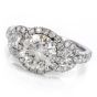 GIA 1.72ct Round Diamond 18K Gold 3 Stone Halo Engagement Ring