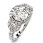 GIA 1.72ct Round Diamond 18K Gold 3 Stone Halo Engagement Ring