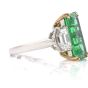  GIA Emerald Diamond 3 Stone Platinum Engagement Cocktail Ring