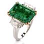GIA 4.91ct Emerald Diamond 3 Stone Platinum Engagement Cocktail Ring