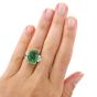  GIA Emerald Diamond 3 Stone Platinum Engagement Cocktail Ring
