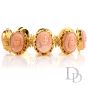 Vintage Carved Coral Cameo 18K Gold Link Bracelet-Dover Jewelry