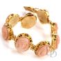 Vintage Carved Coral Cameo 18K Gold Link Bracelet-Dover Jewelry