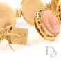 Vintage Carved Coral Cameo 18K Gold Link Bracelet-Dover Jewelry