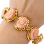 Vintage Carved Coral Cameo 18K Gold Link Bracelet-Dover Jewelry