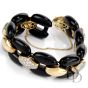 Estate Diamond Onyx 18K Gold Panther-Link Bracelet-Dover Jewelry