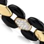 Estate Diamond Onyx 18K Gold Panther-Link Bracelet-Dover Jewelry