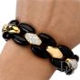 Estate Diamond Onyx 18K Gold Panther-Link Bracelet-Dover Jewelry