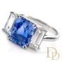 Estate Natural Ceylon Sapphire Diamond Platinum 3 Stone Engagement Ring