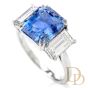 Estate Natural Ceylon Sapphire Diamond Platinum 3 Stone Engagement Ring