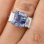 Estate Natural Ceylon Sapphire Diamond Platinum 3 Stone Engagement Ring